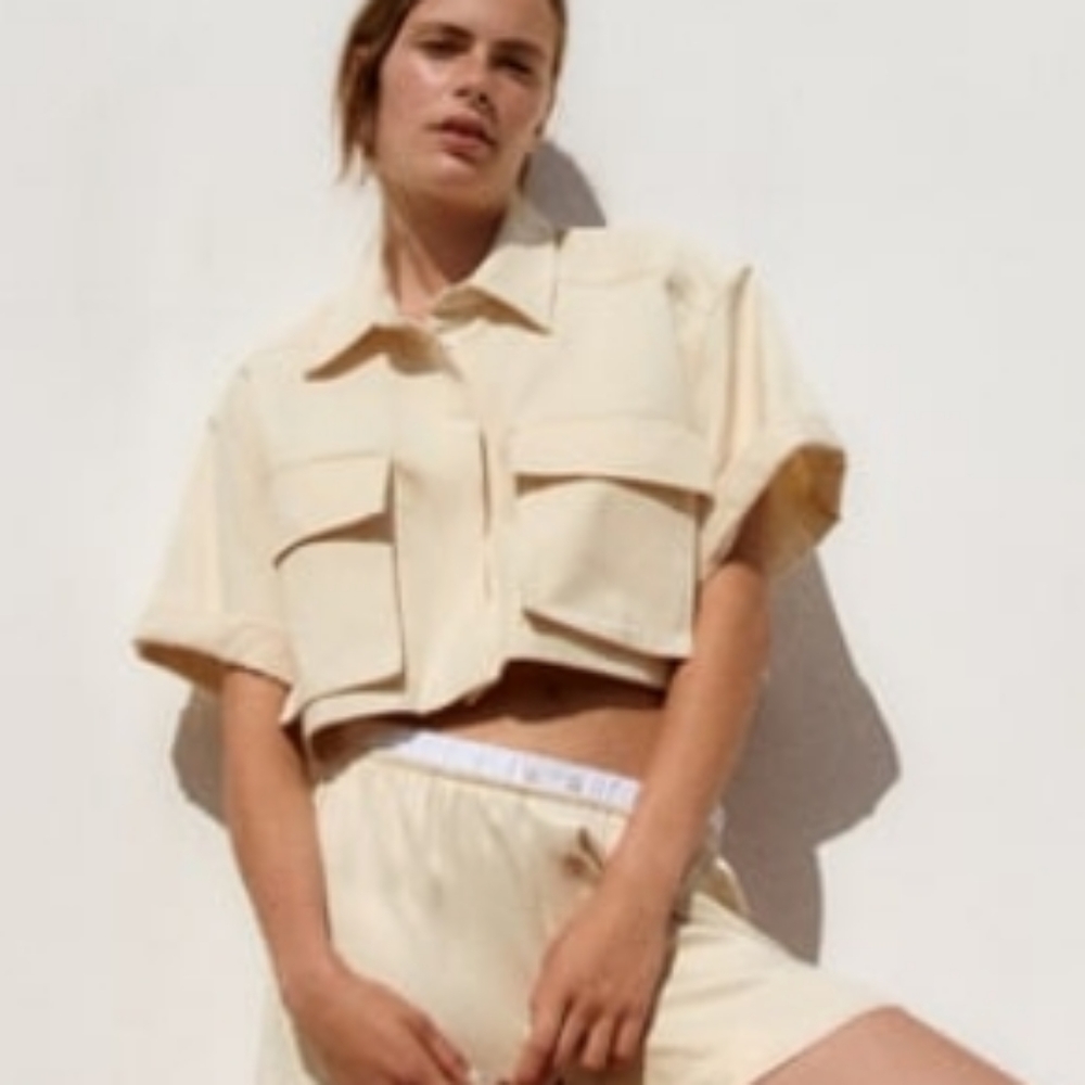 Zara Cropped Gabardine Shirt